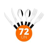 Kit - Jogo De Facas, Garfos E Colheres Leme 72 Peças Em Aço Inox Cabo Preto Pbag - Tramontina - 1