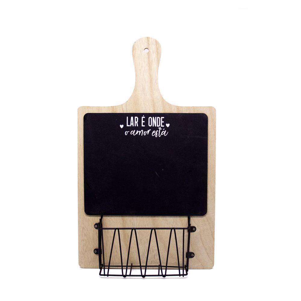 Porta Objeto De Madeira Tábua Lar é Onde O Amor Está 40x24x8 Cm - 1
