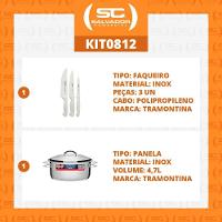 Kit - Faqueiro Premium 3 Peças + 1 Panela Inox Solar 4,7 Lts Solar Pit1 - Tramontina - 3