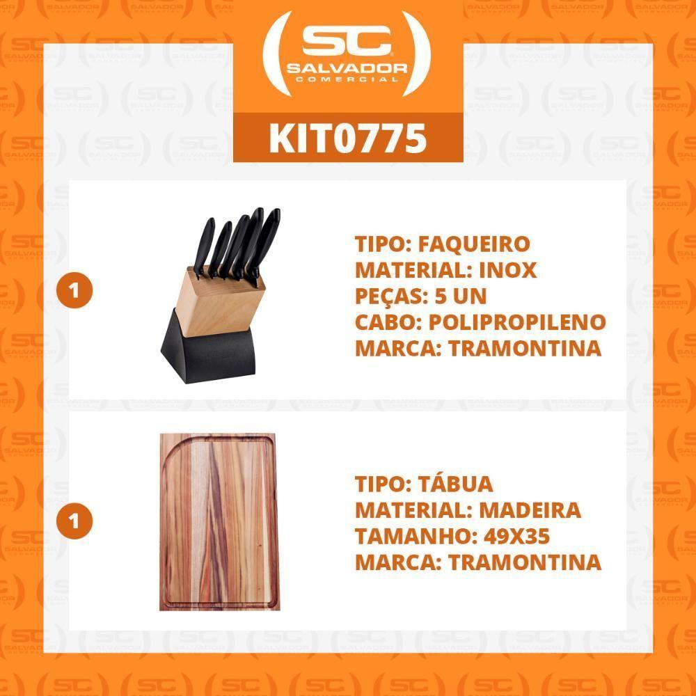 Kit - Faqueiro Plenus 6 Peças + 1 Tábua Para Churrasco 49x35 - Tramontina - 3