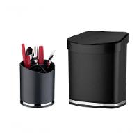 Kit 2 Peças Preto Future Lixera E Porta Talheres Utensilios - 1