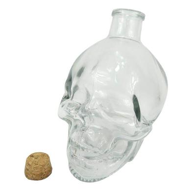 Kit 2 Frascos Garrafa Caveira De Vidro Com Rolha Para Decoração 450ml