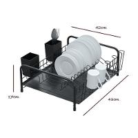 Kit Cozinha Escorredor Tubular Preto + Lixeira 5,4l+ Dispenser - 2