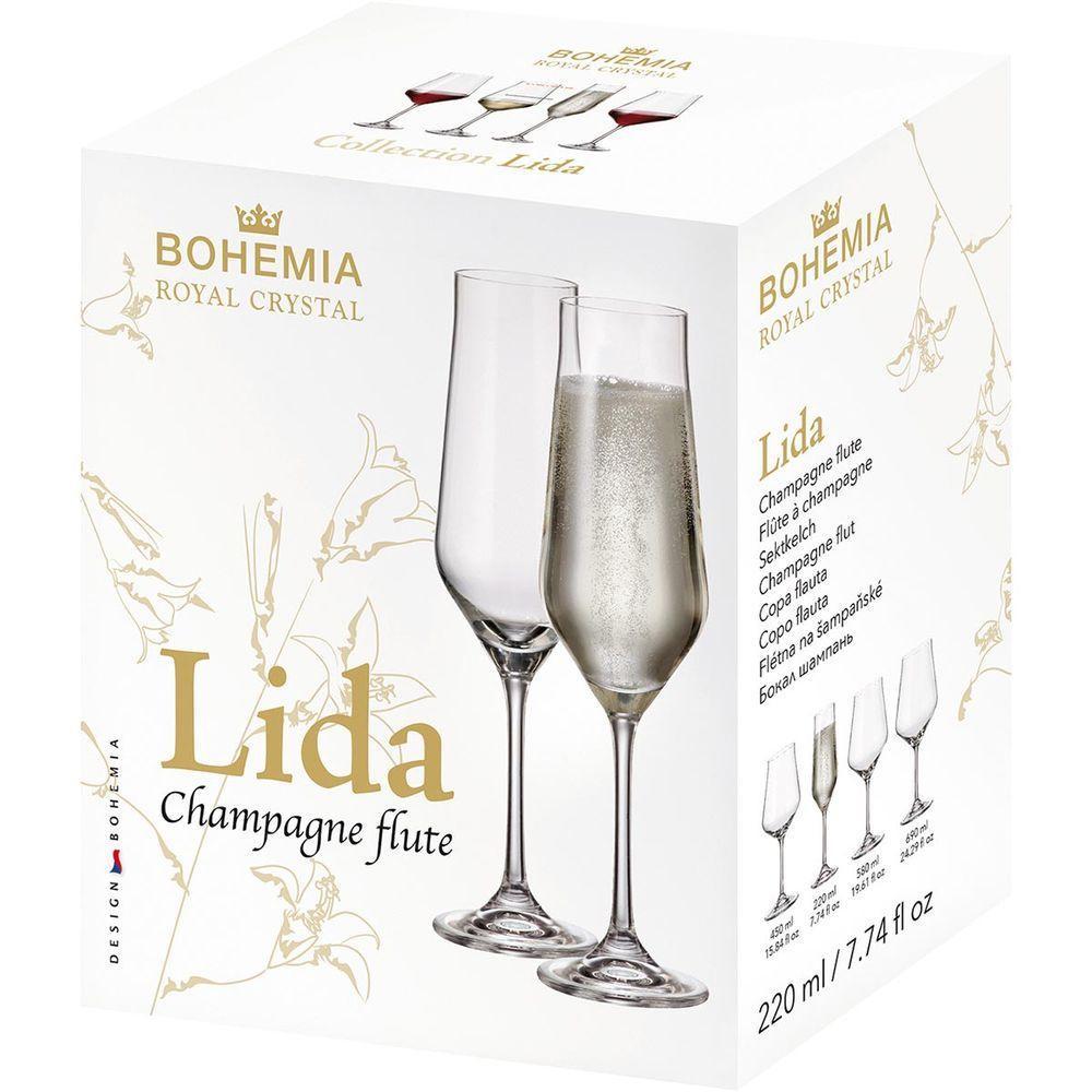 Bohemia Lida Taça Champanhe 24X6X6Cm 220Ml Cristal Transp 6Pç - 3