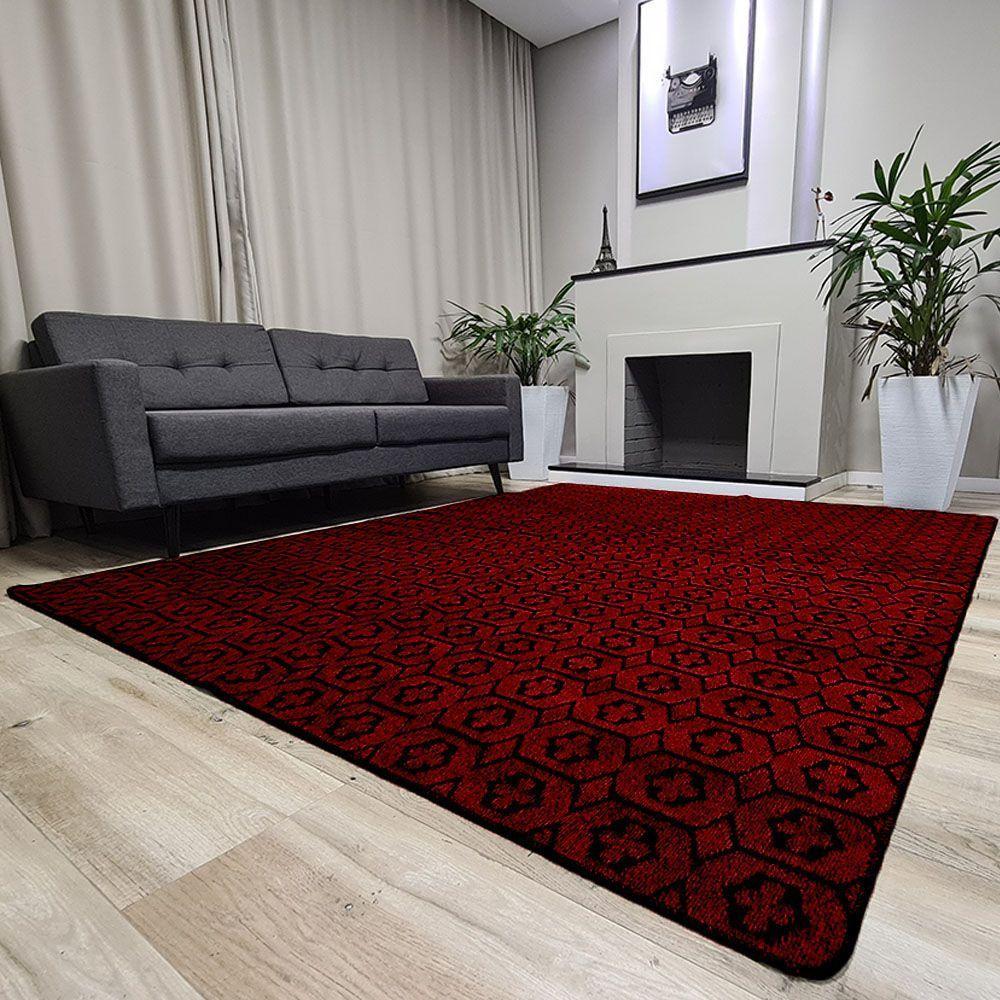 Tapete Carpete Sala Quarto Elegante Geométrico 1,50 X 2,00 Titulo Cor Vinho - 5