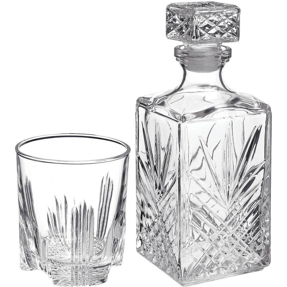 Bormioli Rocco Selecta Garrafa/Copos Uísque 1L/285Ml Vidro Transp 7Pç Lapidado - 1
