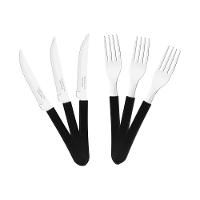 Kit - Jogo De Facas E Garfo Leme 24 Peças Em Aço Inox Cabo Preto Pbag - Tramontina - 1