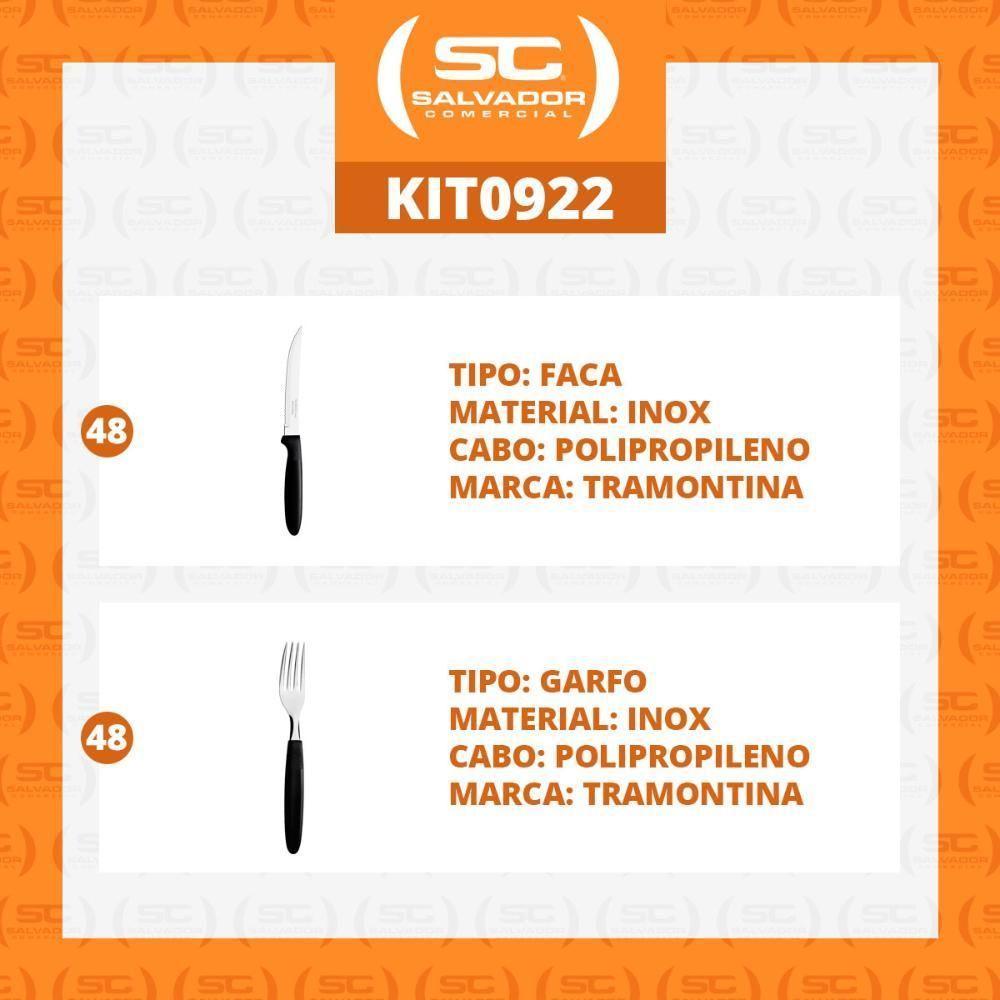 Kit - Jogo De Faca E Garfo Ipanema 96 Peças Em Aço Inox Cabo Preto Ptop - Tramontina - 3