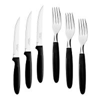 Kit - Jogo De Faca E Garfo Ipanema 96 Peças Em Aço Inox Cabo Preto Ptop - Tramontina - 1