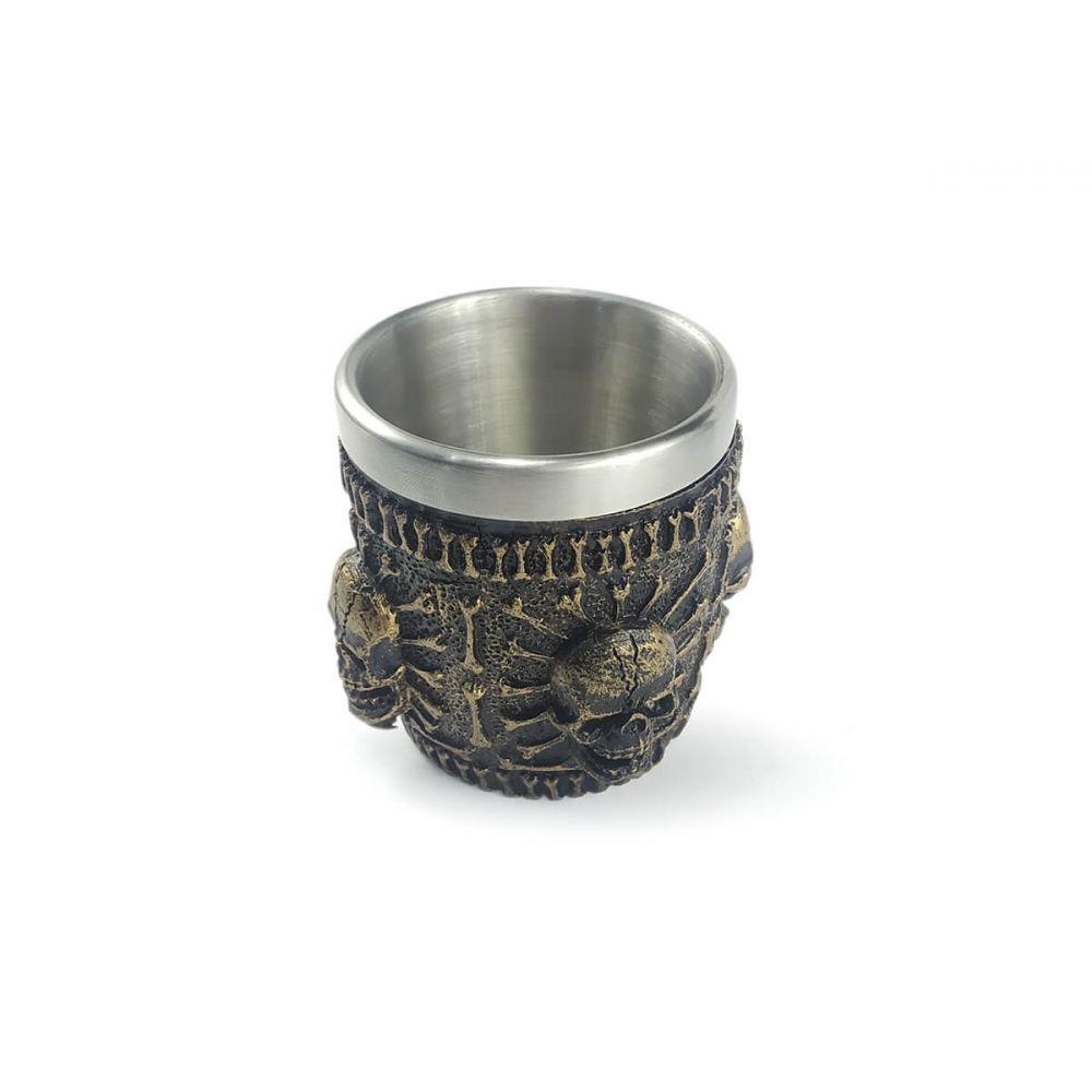 Copo Shot Dose Em Aço Inox Resina Modelo 4 Caveiras - 3