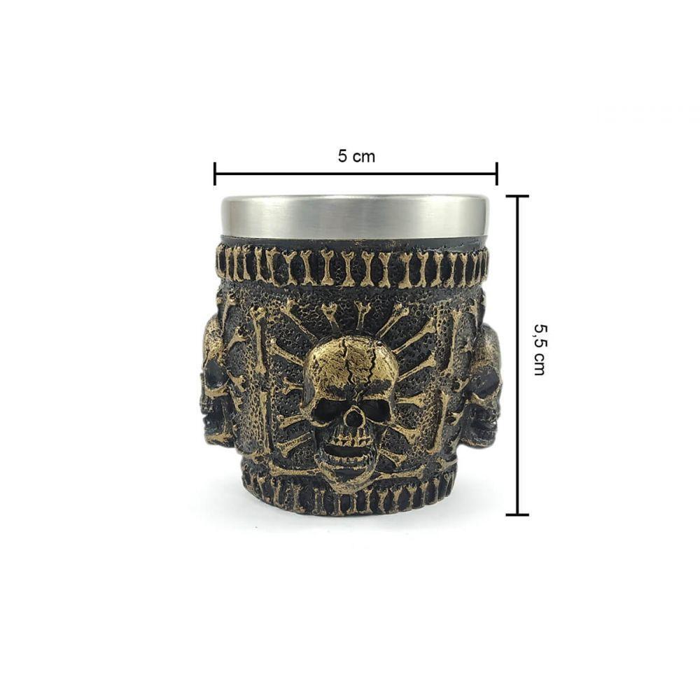 Copo Shot Dose Em Aço Inox Resina Modelo 4 Caveiras - 5