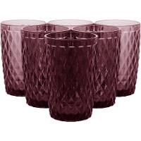 Copo Long Drink 12X8X8Cm 370Ml Vidro Rosa 6Pç - 5