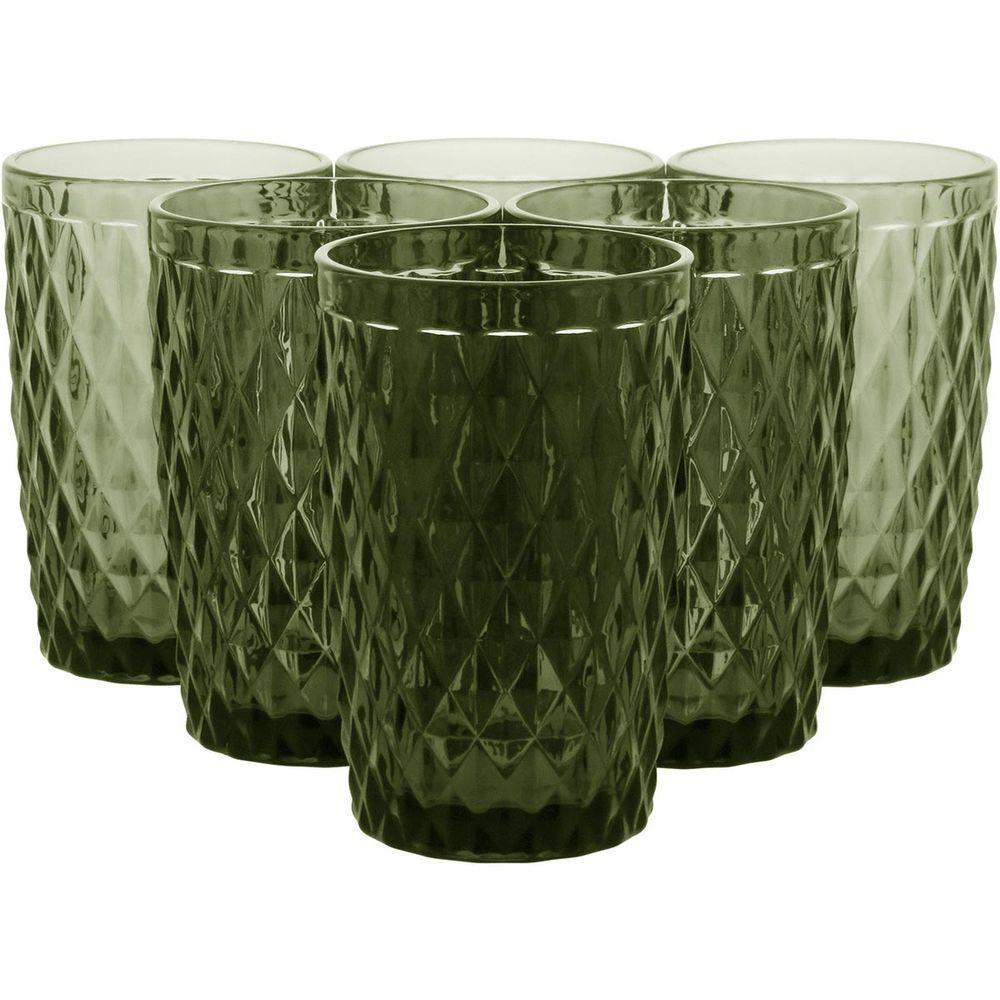 Copo Long Drink 12X8X8Cm 370Ml Vidro Verde 6Pç - 3