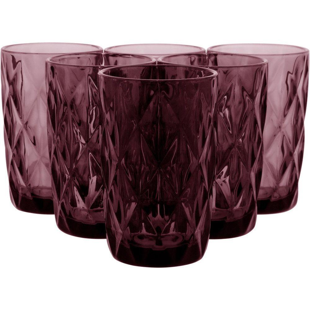 Copo Long Drink 13X8X8Cm 370Ml Vidro Rosa 6Pç - 4