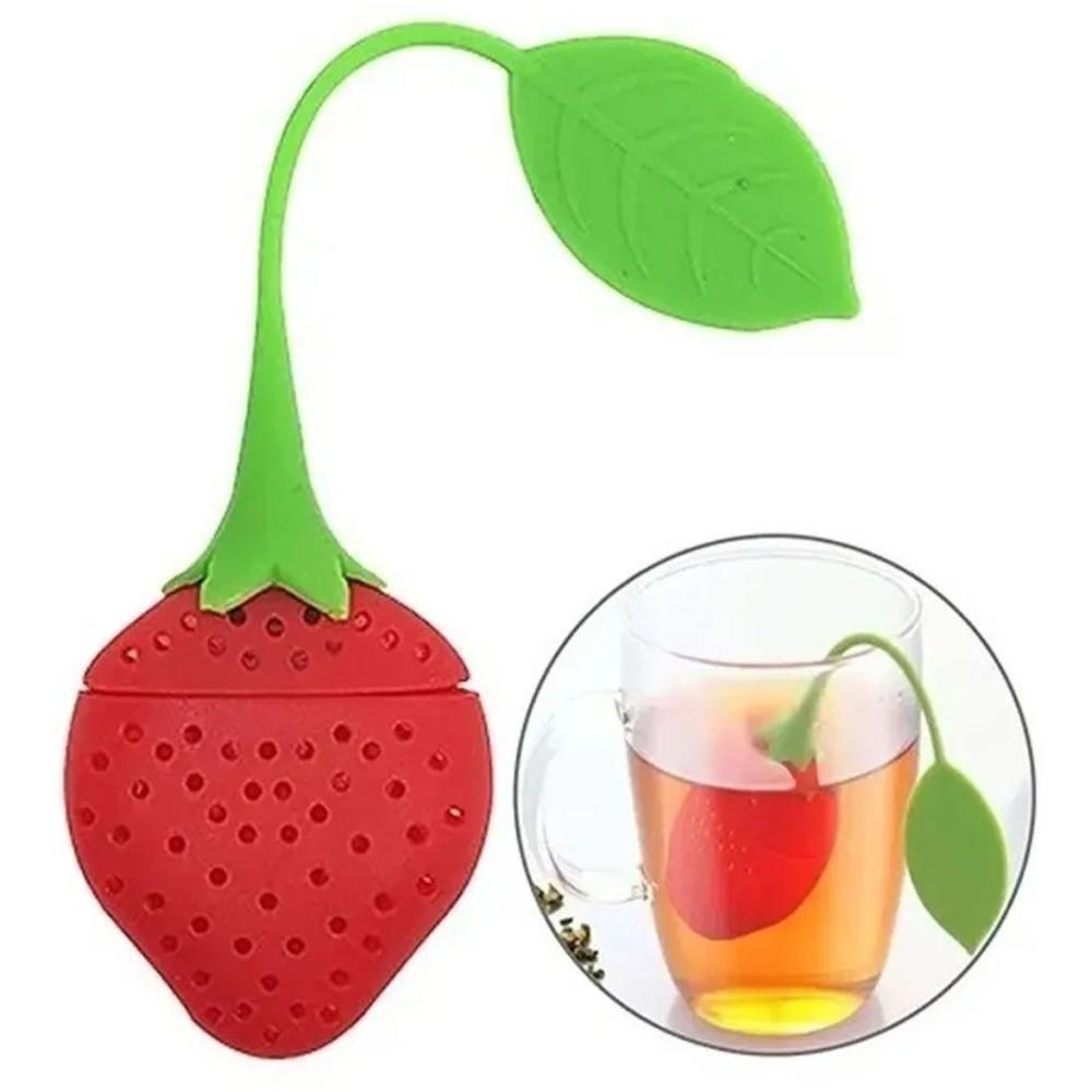 Jogo Chá 2 Copos Parede Dupla 250ml E Infusor Ervas Morango - 5