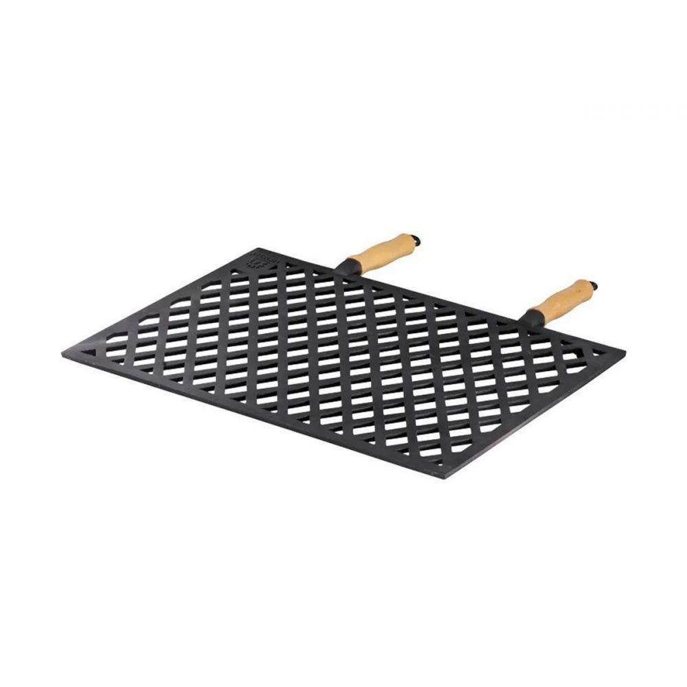 Grelha Vazada em Ferro Fundido com Cabo Madeira 33x50Cm - 2