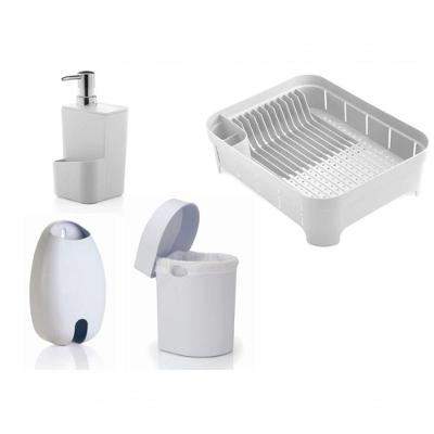 Kit Pia Cozinha Branco 4Pçs Ou