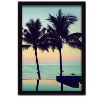 Conjunto Quadros Decorativos 2 Peças 40X60 Praia Good Vibes Titulo Moldura Preta - 3