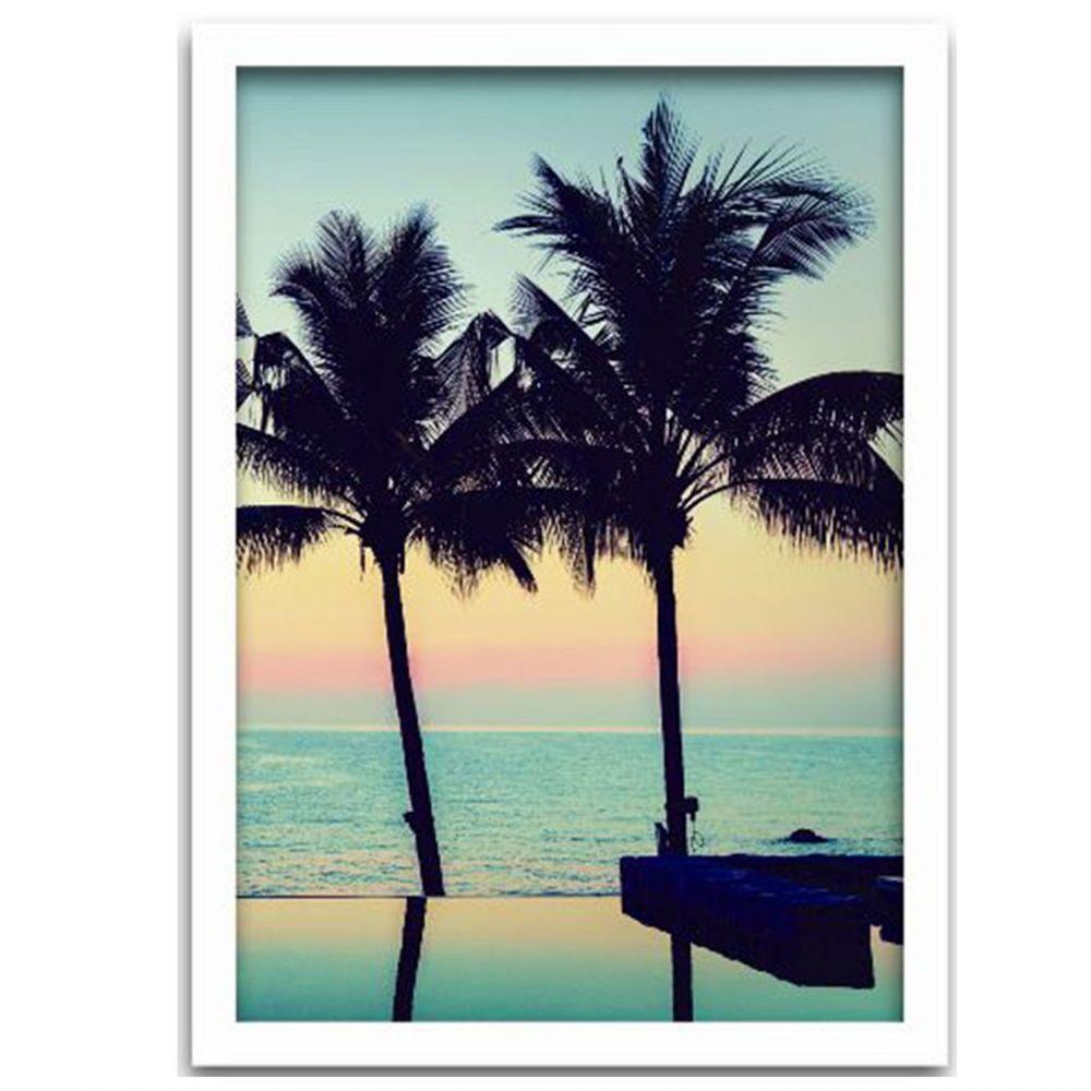 Conjunto Quadros Decorativos 2 Peças 40X60 Praia Good Vibes Titulo Moldura Branca - 3