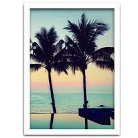 Conjunto Quadros Decorativos 2 Peças 40X60 Praia Good Vibes Titulo Moldura Branca - 3