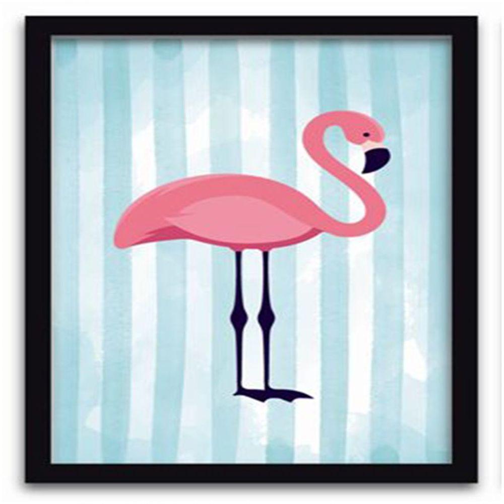 Conjunto Quadros Decorativos 3 Peças 40X60 Flamingo Abacaxi Titulo Moldura Preta - 3