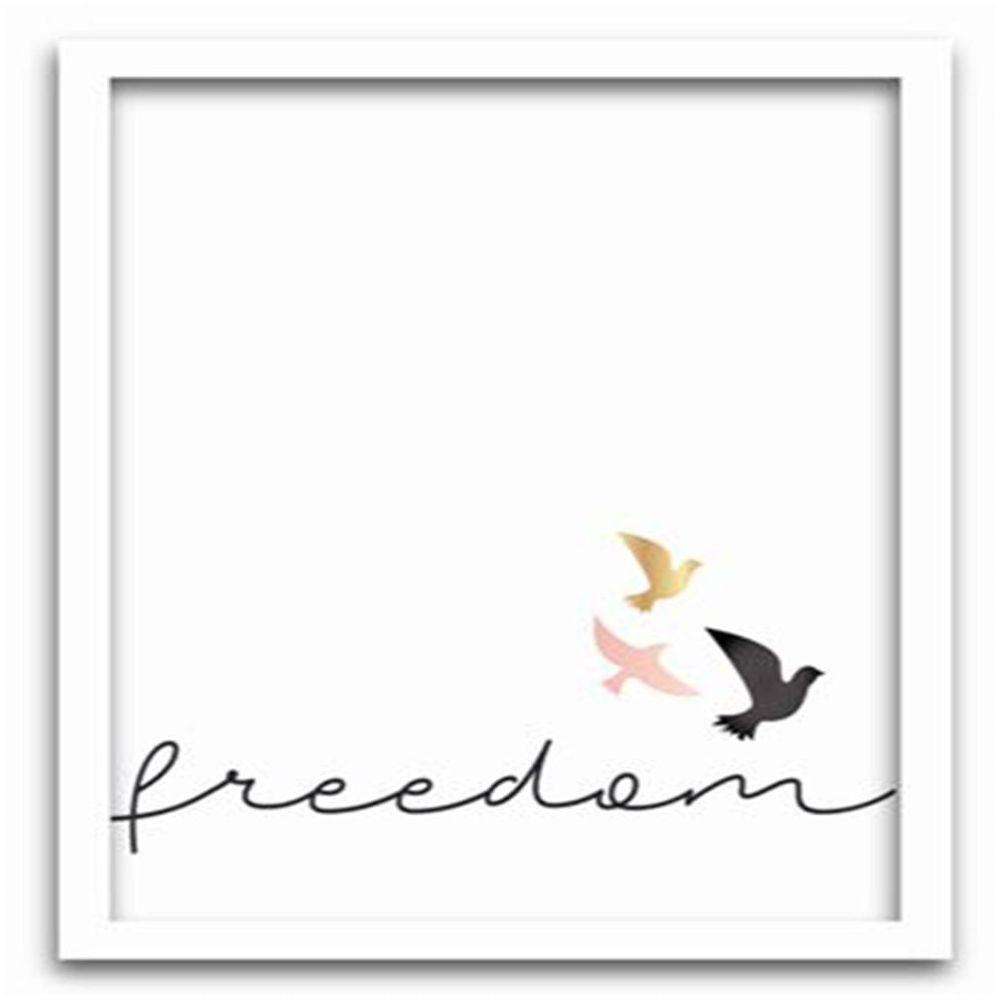 Conjunto Quadros Decorativos 2 Peças 40X60 Freedom Pássaros Titulo Moldura Branca - 4