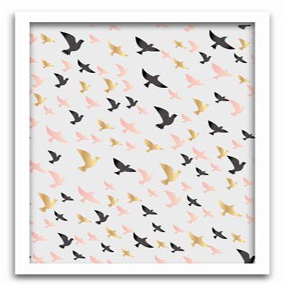 Conjunto Quadros Decorativos 2 Peças 40X60 Freedom Pássaros Titulo Moldura Branca - 5