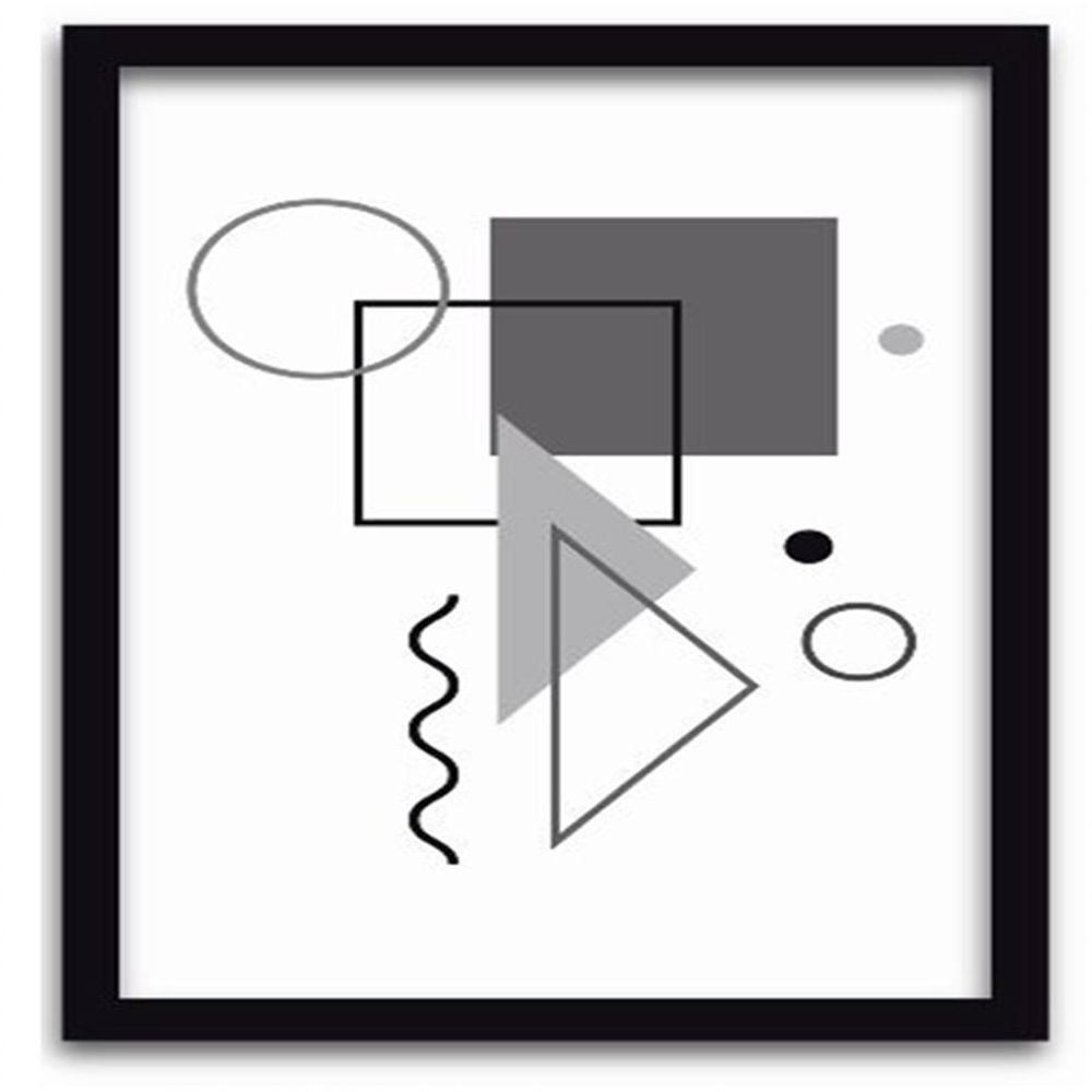 Conjunto Quadros Decorativos 3 Pçs 40X60 Formas Geométricas Titulo Moldura Preta - 3