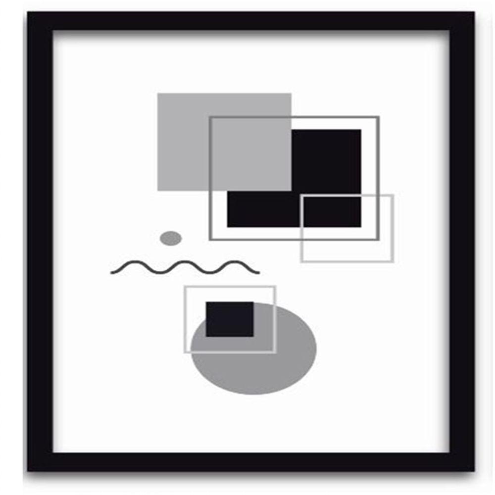 Conjunto Quadros Decorativos 3 Pçs 40X60 Formas Geométricas Titulo Moldura Preta - 4