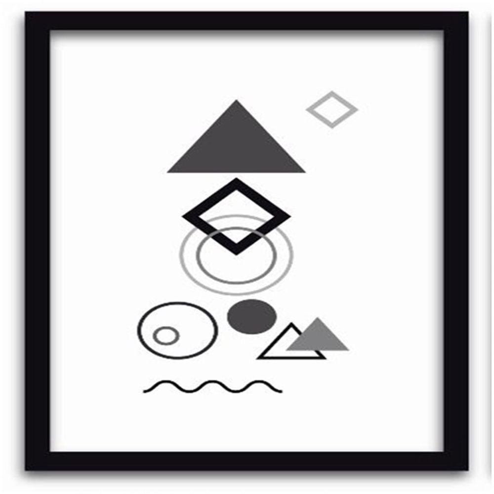Conjunto Quadros Decorativos 3 Pçs 40X60 Formas Geométricas Titulo Moldura Preta - 5