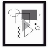 Conjunto Quadros Decorativos 3 Pçs 40X60 Formas Geométricas Titulo Moldura Preta - 3