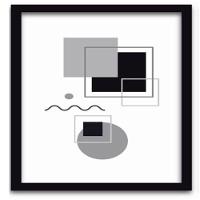 Conjunto Quadros Decorativos 3 Pçs 40X60 Formas Geométricas Titulo Moldura Preta