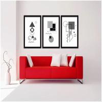 Conjunto Quadros Decorativos 3 Pçs 40X60 Formas Geométricas Titulo Moldura Preta - 6