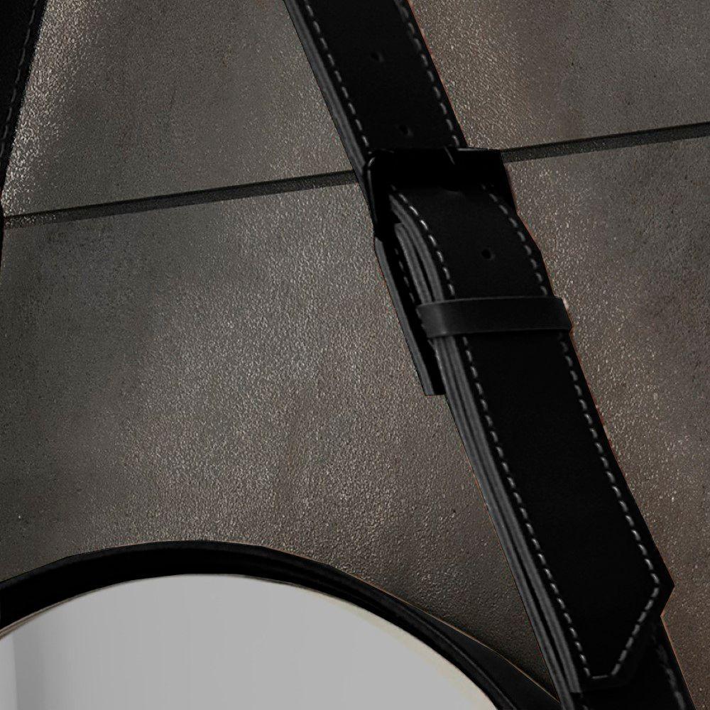 Espelho Decorativo Fine 55cm Com Alça Em Couro Cor:preto - 5