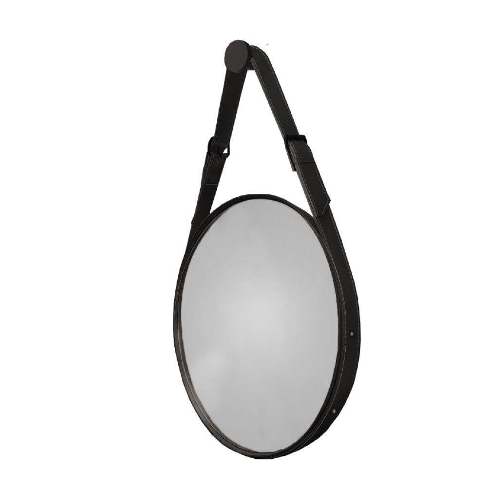 Espelho Decorativo Fine 55cm Com Alça Em Couro Cor:preto - 8