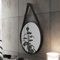 Espelho Decorativo Fine 55cm Com Alça Em Couro Cor:preto - 6