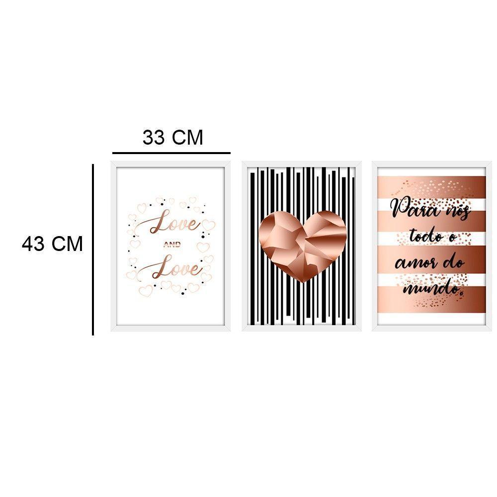 Kit 03 Quadross "Todo Amor" 43X33X1Cm - 2