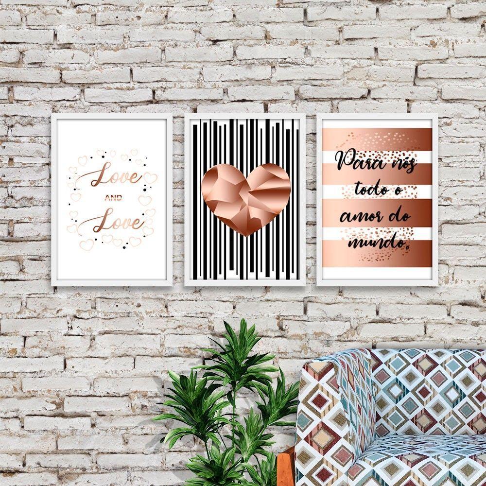 Kit 03 Quadross "Todo Amor" 43X33X1Cm - 3