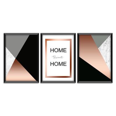 Kit 03 Quadross Rose Gold "Home Sweet Home" 43X33X1Cm
