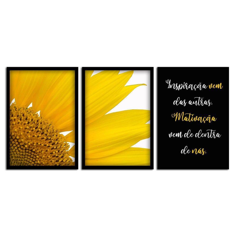 Kit 03 Quadross "Motivação" 43X33X1Cm - 1