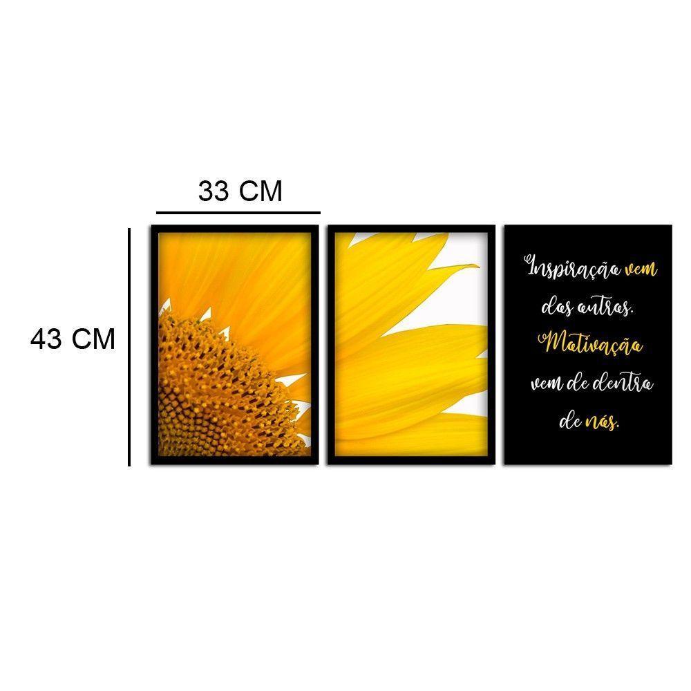 Kit 03 Quadross "Motivação" 43X33X1Cm - 2
