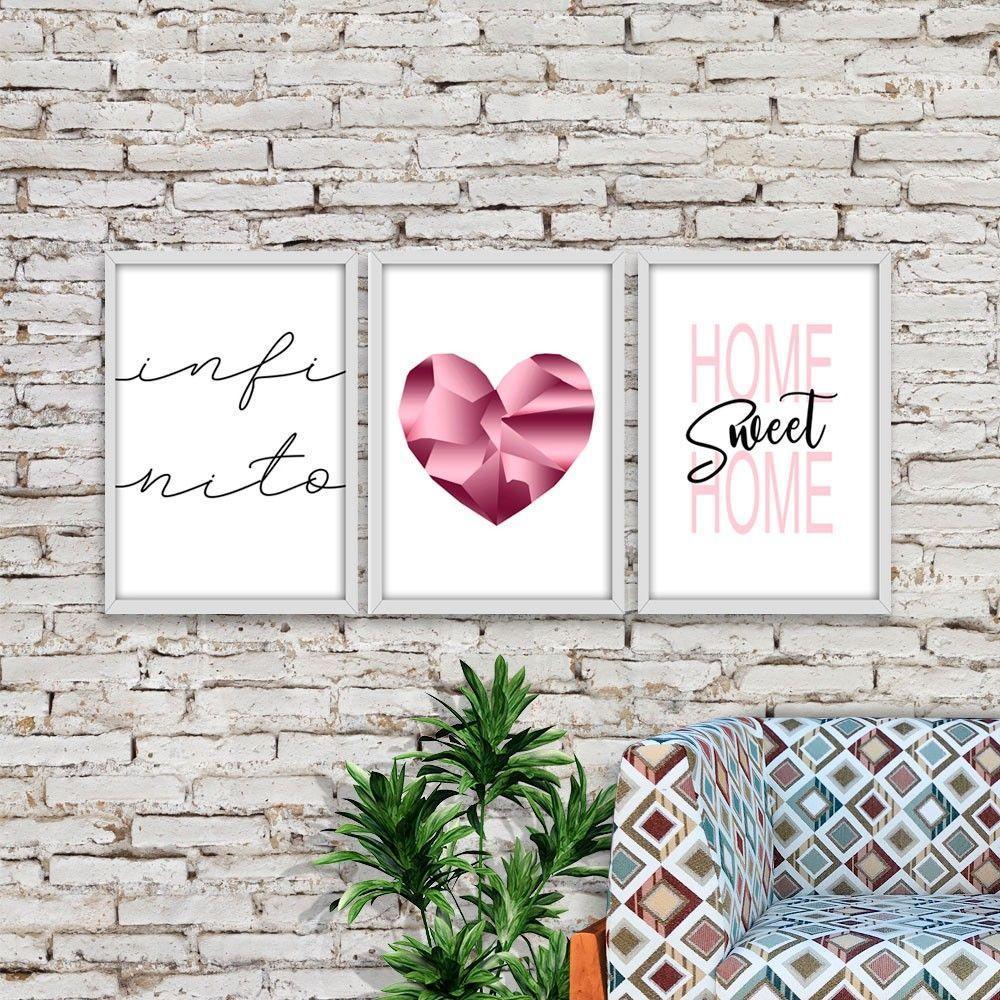 Kit 03 Quadross "Pink Heart" 43X33X1Cm - 4