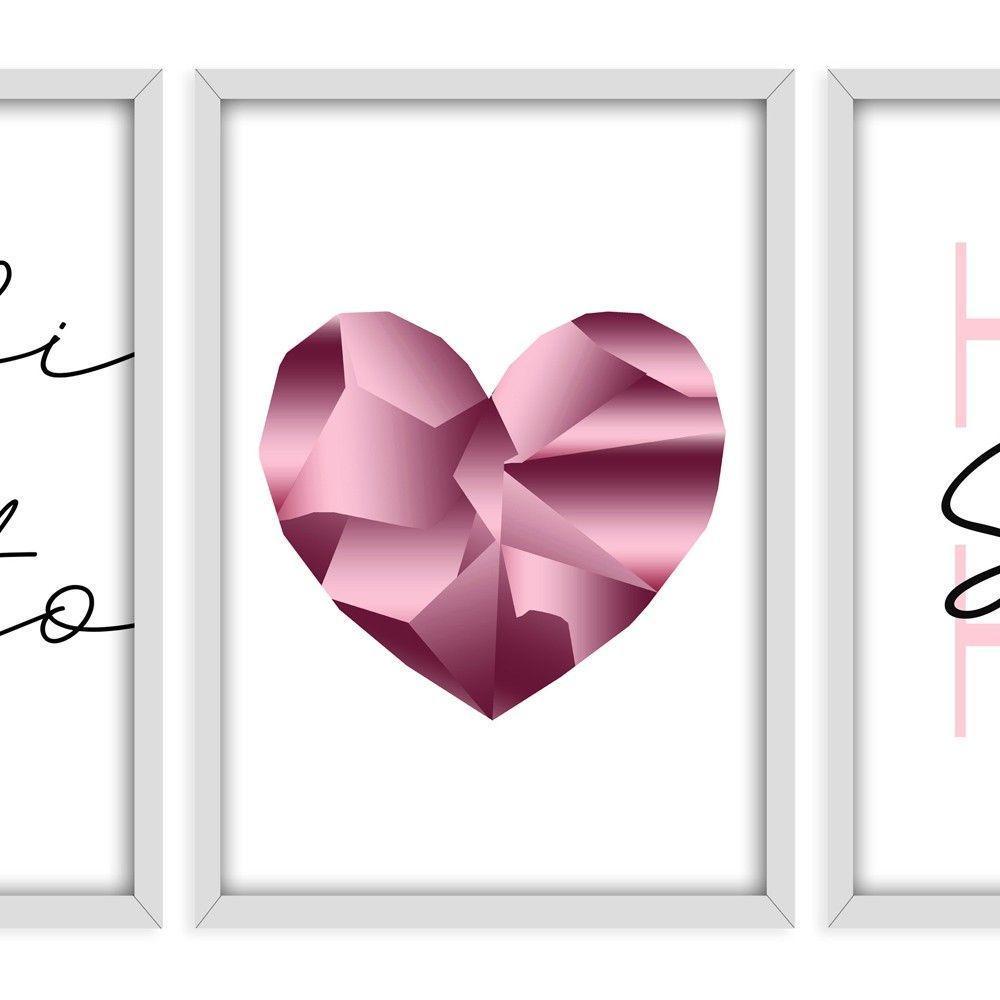 Kit 03 Quadross "Pink Heart" 43X33X1Cm - 6