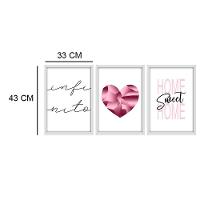 Kit 03 Quadross "Pink Heart" 43X33X1Cm - 2