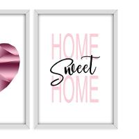 Kit 03 Quadross "Pink Heart" 43X33X1Cm - 3