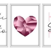 Kit 03 Quadross "Pink Heart" 43X33X1Cm - 6