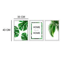 Kit 03 Quadross "Folhagem Home Sweet Home" 43X33X1Cm - 2