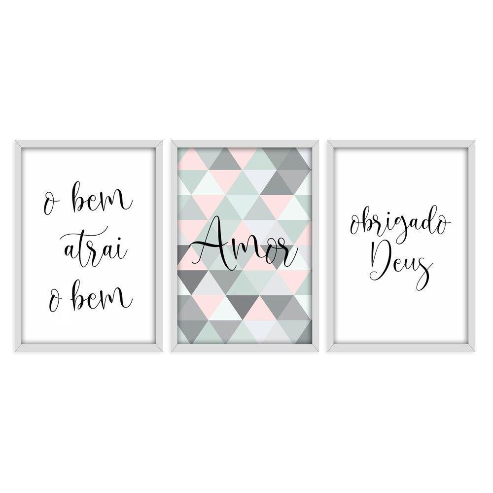 Kit 03 Quadross "Frases Amor" 43X33X1Cm - 1