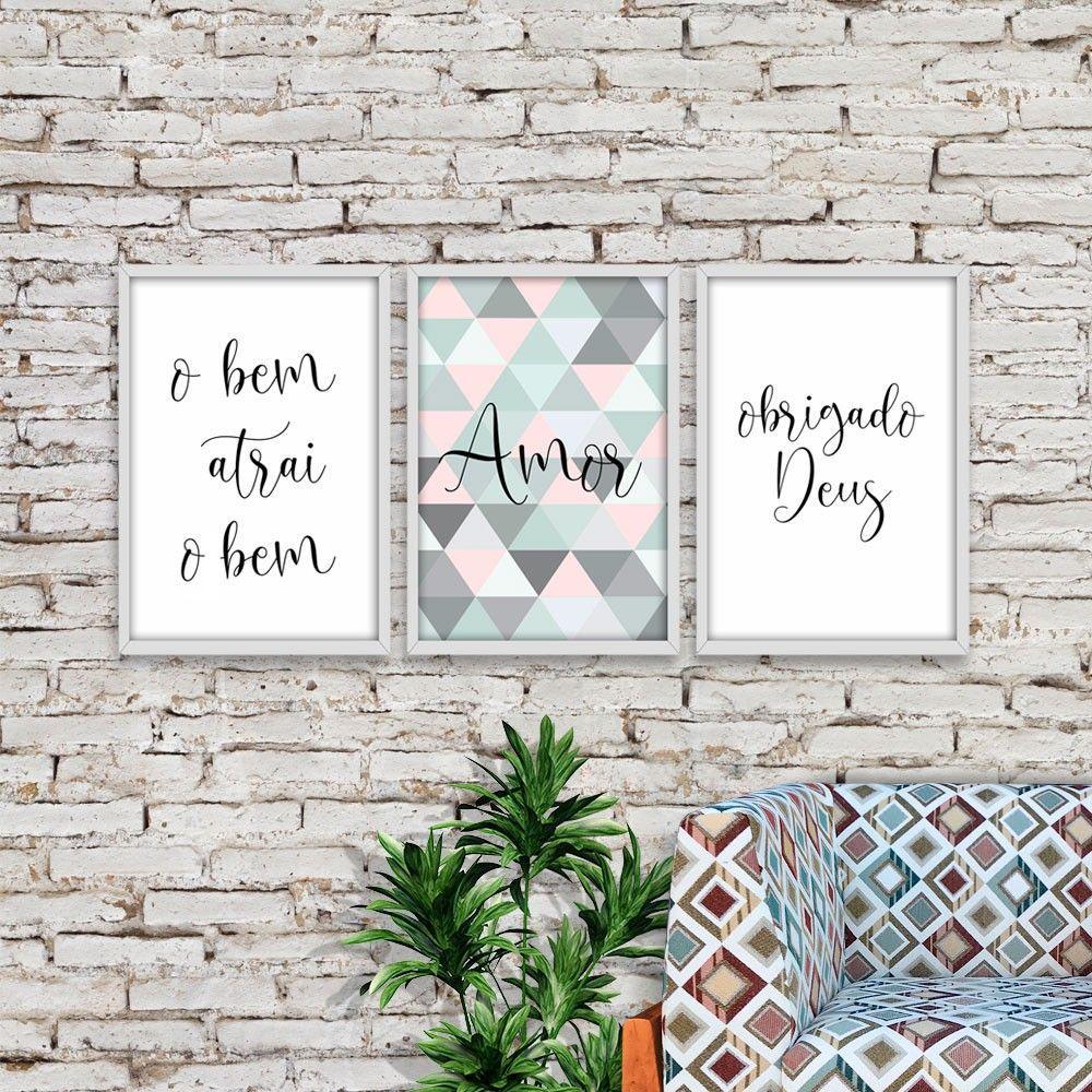 Kit 03 Quadross "Frases Amor" 43X33X1Cm - 3