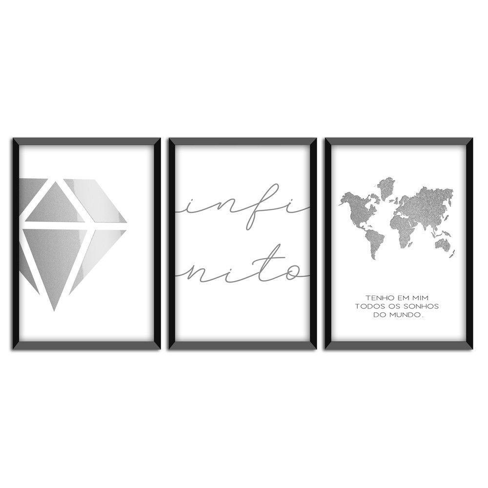 Kit 03 Quadross "Infinito" 43X33X1Cm - 1